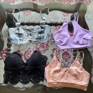 Crop top bundle ! Lace, suede, denim & halter tops